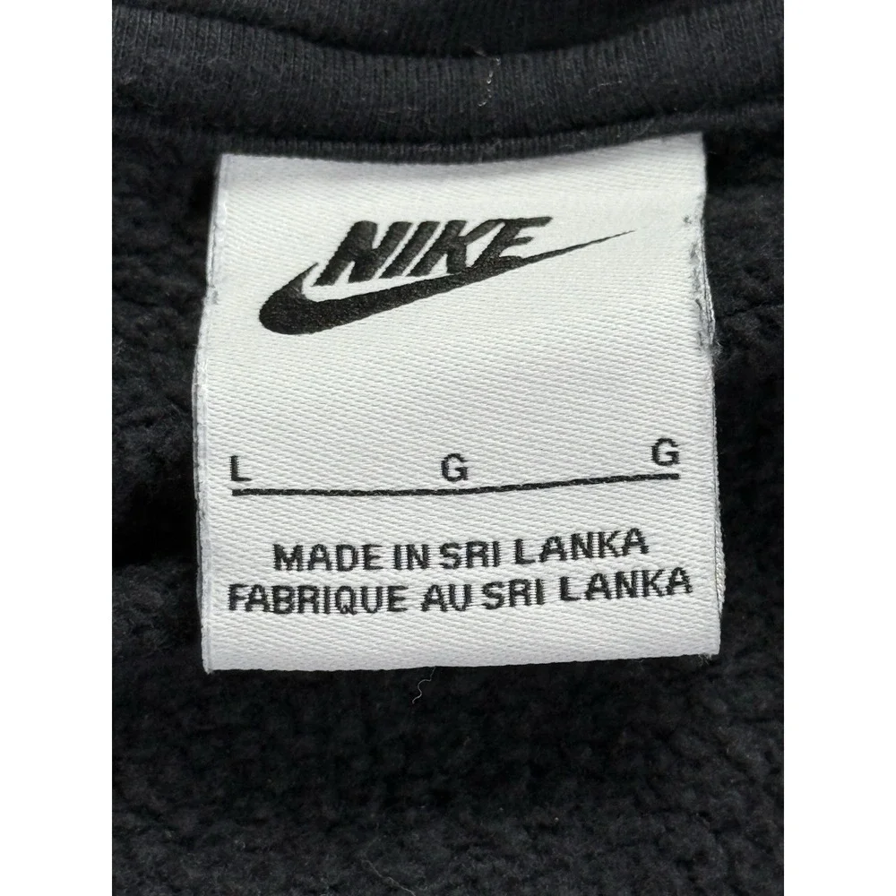 Nike Full Zip Hoodie Sweatshirt Mens L Black Embroidered Logo Y2K Heavyweight